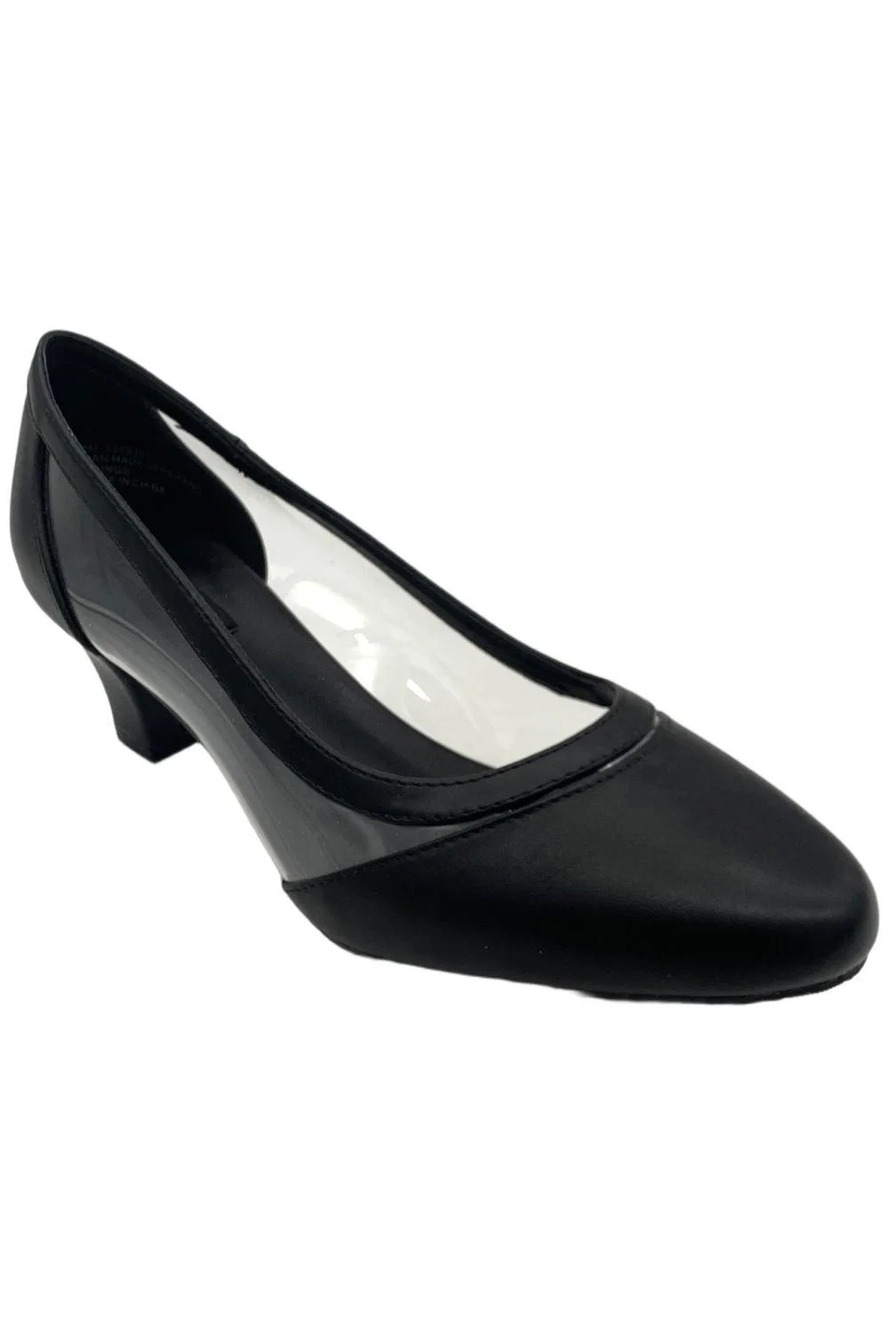 ARRAY Women's Eve Block Heeled Pumps Black/Clear - Wide